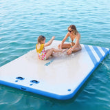 Garvee Plataforma Inflable Flotante 244x183 cm con Escalera de Cuerda, PVC Resistente para Piscina y Playa, Superficie Antideslizante, Anclaje Seguro - Azul Cielo