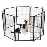 Garvee Corral para Perros 102 cm Alto, 5.5 m Largo, 8 Paneles, Metal Resistente, Puerta Ancha, Portátil, Jardín y Camping, Negro - Negro - 101.6 cm de Alto - 8 Paneles