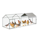 Garvee Gallinero Metálico Grande 305 ×102 ×102 cm con Cubierta Impermeable y UV para Exterior, Estructura Resistente Antidepredadores, Puertas con Cerradura, Negro - Plata