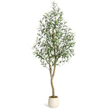 Garvee Árbol de Olivo Artificial Interior 183 cm - Follaje Realista, Tronco Natural, Seda Falsa, Maceta Blanca - Ideal para Hogar y Oficina - Árbol de Olivo