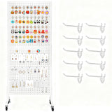 Garvee Soporte De Exhibición De Tablero Perforado 2'x5' Con Base En T Y Ruedas, Hierro Resistente, Ideal Para Ferias Y Tiendas, Paneles Dobles, Ganchos Incluidos - Blanco