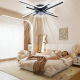 Garvee Ventilador de Techo Moderno con Luz LED y Diseño de Ramas para Salón y Dormitorio - Lámpara de Techo Silenciosa de 82cm con Aspas Acrílicas Negro
