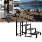 Garvee Escalera RV 4 Peldaños con Barandilla Antideslizante Acero Reforzado Portátil para Camper y Piscinas - Black