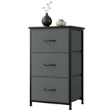 Garvee Unidad de Almacenamiento de 3 Cajones de Tela para Dormitorio y Oficina Gris y Negro - Patrón Gris & Negro