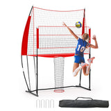 Garvee Sistema de red de vóleybol 243.84x335.28cm ajustable, marco de acero y postes de fibra de vidrio, para entrenamiento interior y exterior