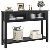 Garvee mesa consola de madera negra con 2 cajones de cristal para entrada, sala y recibidor, 109.9x30.0x79.8cm - Negro
