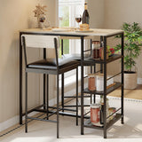 Garvee Juego De Comedor Moderno 3 Piezas Con Mesa Y 2 Taburetes Tapizados, Marco Metálico, Portabotellas, Gris, Para Cocina Y Apartamento, Compacto Y Elegante - Roble Natural