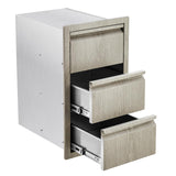 Garvee Gabinete de Cocina Exterior de Acero Inoxidable 3 Cajones Resistente a la Intemperie para Isla BBQ y Patio 37×47×62 cm Acero Cepillado