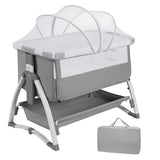 Garvee Cuna Colecho Bebé T-706 4en1 Altura Ajustable Ruedas Colchón Cómodo Plegable Gris EU