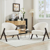 Garvee Sillón Acento Terciopelo Beige, Moderno Medio Siglo, Cómodo para Lectura, Estructura Madera, Tapizado Plush, Fácil Montaje, Salón y Dormitorio - Blanco Antiguo
