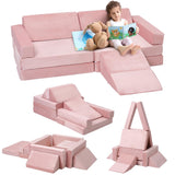 Garvee Sofá Modular Infantil 12 Piezas Convertible Versátil Espuma Resistente Cubierta Lavable Teal Rosa Juegos Habitaciones - Rosa