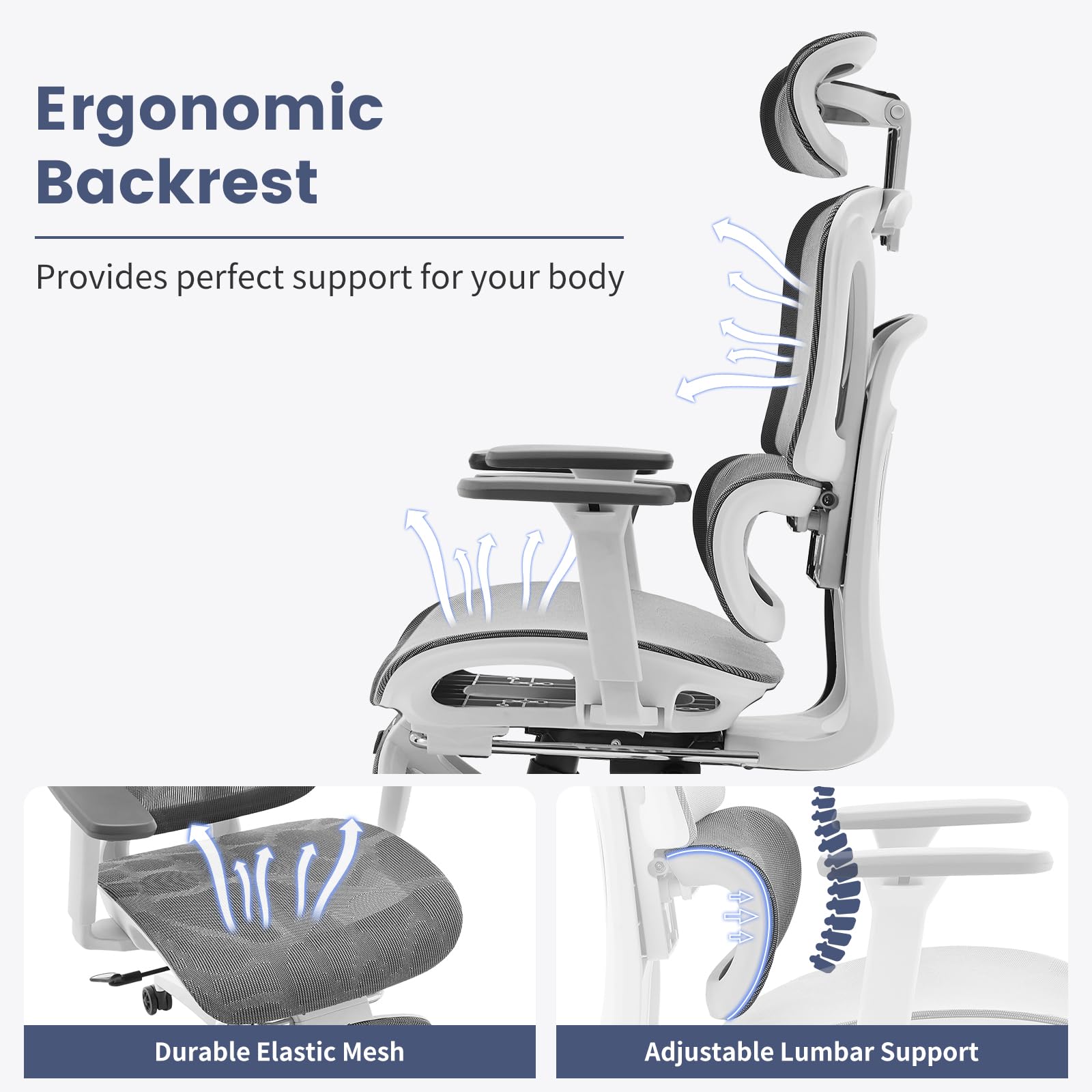 Silla de escritorio de alta gama con soporte lumbar regulable