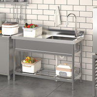 Garvee Lavadero Utility Acero Inoxidable 120x51x92cm Diseño Tazón Regadera Grifo Extraíble Cocina Jardín
