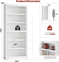 Garvee Estantería de 6 niveles ajustable 191cm de alto, 80cm de ancho, MDF resistente, diseño antideslizante, estilo granja, para sala y oficina