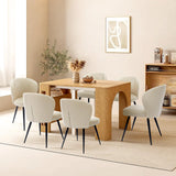 Garvee Sillas De Comedor Set De 6 Ergonomicas Cuero Sintético Beige Para Cocina Y Comedor