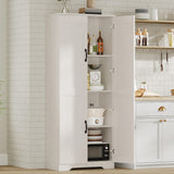 Garvee Gabinete Alto para Despensa 152 cm Cocina Blanco con 2 Puertas, Estantes Ajustables, Mango Metálico, Madera P2 - Blanco