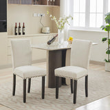 Garvee Silla de Comedor Tapizada Capacidad 136 kg, Asiento Espuma Suave, Patas Madera y Acero, Diseño Antideslizante, Detalle Tachuelas, Ideal para Comedor - Beige