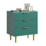 Garvee Cómoda Fluted con 3 Cajones, MDF Resistente, Verde, para Dormitorio y Sala, Antivuelco, 28x17x30 in - Verde