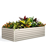 Garvee Cama de Jardín Elevada Cuadrada de Acero Galvanizado para Plantas y Vegetales 240x120x60cm Beige