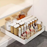 Garvee Cajón Telescópico Extraíble para Cocina 40x43x7cm Acero Inoxidable Sin Taladrar Organizador de Gabinete - Blanco