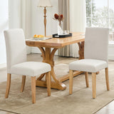 Garvee Sillas de Comedor Tapizadas Parsons Juego de 2, Asiento Acolchado, Patas de Madera de Caucho, para Cocina y Sala, Tela Transpirable - Beige