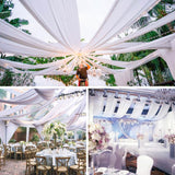 Garvee Cortinas de Techo para Bodas, 6 Paneles 1,5x6m, Chiffon Suave, Fácil de Usar y Resistente, Bolsillos para Barras, para Ceremonias y Recepciónes, Blanco