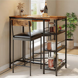 Garvee Juego de Comedor de 3 Piezas con Mesa Alta y 2 Taburetes Estilo Madera de Tigre para Cocina - Roble Tigre