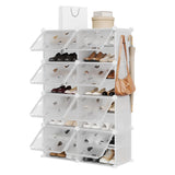 Garvee Organizador de Zapatos Expandible 8 Niveles 32 Pares con 2 Ganchos, blanco, diseño delgado Plástico PP Resistente, para entrada y armario - Blanco