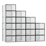 Garvee Paquete de 18 Organizadores de Zapatos Grandes Plegables, con Puerta Transparente y Tapa Abatible, para Armarios y Entrada, Negro, 35x25x19cm - Negro