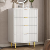 Garvee Cómoda Fluted para Dormitorio con 4 Cajones, Mango Metálico, MDF Resistente, Gran Capacidad, Antivuelco, Natural Oak - Blanco