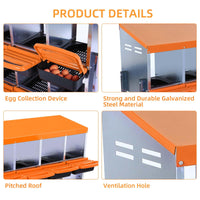 Garvee Caja de Anidación para Gallinas 6 Compartimentos con Soporte, Bandeja Deslizante, Ventilación Amplia, Plástico Resistente, Sistema Recolección Huevos, Ahorro de Espacio, Naranja