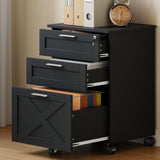 Garvee Archivador De 3 Cajones Con Cerradura Y Ruedas, Madera Resistente, Organizador Para Documentos A4/Legal, Oficina En Casa, Móvil Bajo Escritorio, Color Natural - Negro