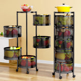 Garvee Carro de almacenamiento Garvee para cocina, 5 niveles, con cesta desmontable para cocina, baño y sala de estar, 30x30x90cm, negro - Negro