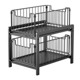 Garvee Estante Bajo Fregadero 2 Niveles Organizador Extraíble Acero Carbono Antióxido Para Cocina y Baño 37x26x38.5 cm - 37 Cm Alto X 26 Cm Base X 38.5 Cm Ancho Negro