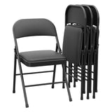 Garvee Sillas Plegables con Cojín Acolchado, Metal Robusto, Diseño Ergonómico, para Oficina y Eventos, Color Negro, Portátil y Compacto - Negro