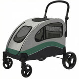 Garvee Carrito Extra Grande para Perros con Marco de Tubo de Acero, Ruedas con Frenos y Absorcin de Impactos, Diseo Plegable, Mango Ajustable - Verde para Paseos - Verde