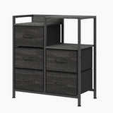 Garvee Archivador Móvil de 5 Cajones con Estante Abierto, Soporte para Impresora, Negro, Oficina en Casa - Negro