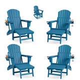 Garvee Sillas Adirondack Mecedoras Plegables 4 en 1 con Reposapiés Retráctil y Porta Vasos, HDPE Resistente, Para Patio y Jardín, Diseño Plegable, Color Natural