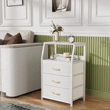 Garvee Cómoda con 3 Cajones y Estante de 2 Niveles, Metal Estable, Tela, Compacta y Multifuncional para Dormitorio y Sala, 29x41x72 cm, Gris - Blanco