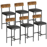 Garvee Juego De 6 Sillas De Bar Con Respaldo De Madera Roble Oscuro Para Cocina, Bar Y Salón, 42×37×95 Cm, Vintage
