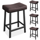 Garvee Taburetes De Barra Altos Juego De 4, 24 In, Asiento Curvo Acolchado, Cuero PU Resistente, Estructura Metálica Robusta, Para Cocina Y Barra, Negro