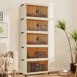 Garvee Armario Plegable 5 Niveles 67cm Ancho Doble Puerta PP Robusto Apilable para Dormitorio y Sala Compacto - Blanco
