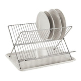 Garvee Escurridor De Platos Plegable 2 Niveles Acero Inoxidable 304 Con Bandeja Antigoteo Para Cocina Compacto Resistente