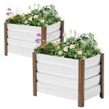 Garvee Macetero Elevado de Aluminio 2 Piezas 61x41x46cm, Ligero, Resistente y Profundo, Blanco Moderno para Patio y Balcón - Blanco