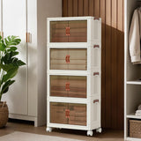 Garvee Caja De Almacenamiento XXL 80L Con Ruedas Y Puerta, Plegable, PP Resistente, Apilable, Con Cierre Magnético Para Garaje Y Camping, 65x42x145,5 cm, Transparente