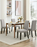 Garvee Sillas De Comedor Parsons Tapizadas Con Clavos, Asiento Acolchado, Patas De Madera De Caucho, Juego De 4 Para Cocina Y Restaurante, Elegantes Detalles - Gris con tachuelas
