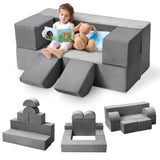 Garvee Sillón de Juego Infantil Modular con Microterciopelo Suave y Espuma de Alta Densidad, 100 × 40 cm, Gris Oscuro - Gris Oscuro