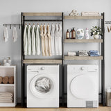 Garvee Estantería para Lavadora 71 cm Organizador 5 Niveles Acero Ajustable Gris y Negro para Espacios Pequeños - Gris & Negro