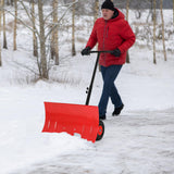 Garvee Pala de Nieve con Ruedas 22.86cm de Acero al Carbono, Mango Ergonómico con Asa Única, 73.91×49.02cm, Ajustable, para Entrada y Jardín, Roja y Negra - Rojo