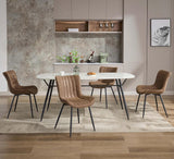 Garvee Sillas de Comedor Modernas Tapizadas de Cuero, Diseño Ergonómico, Patas Metálicas, Juego de 4, Negro, 79 cm Alto - Marrón